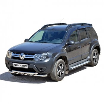 Защита переда труба двойная крашенная d63.5, Техно Сфера Renault (Рено) Duster (Дастер) ( HS,  HM) (2010-2024) HS, HM дорестайлинг, рестайлинг