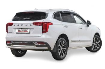 Защита заднего бампера d42+d42 двойная (2WD) Slitkoff Haval Jolion дорестайлинг (2020-2024)