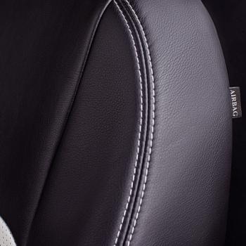 9 449 р. Комплект чехлов для сидений (РЗС 60/40 3Г Илана+Орегон) ТУРИН СТ Lord Autofashion  KIA Seltos (2019-2025) (черный, вставка белая, строчка белая)  с доставкой в г. Горно‑Алтайск. Увеличить фотографию 2