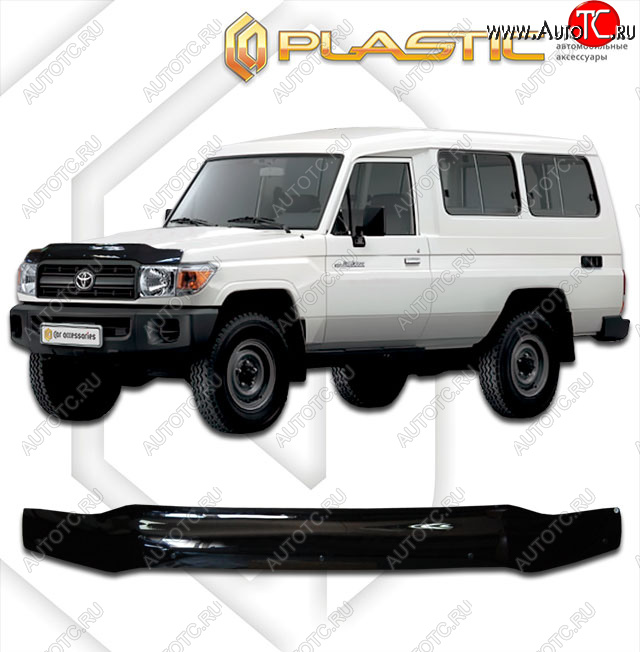 1 979 р. Дефлектор капота (78 кузов) CA-Plastic  Toyota Land Cruiser  70 (2007-2023) 3 дв. 3-ий рестайлинг (серия Сlassic черный, без надписи)  с доставкой в г. Горно‑Алтайск