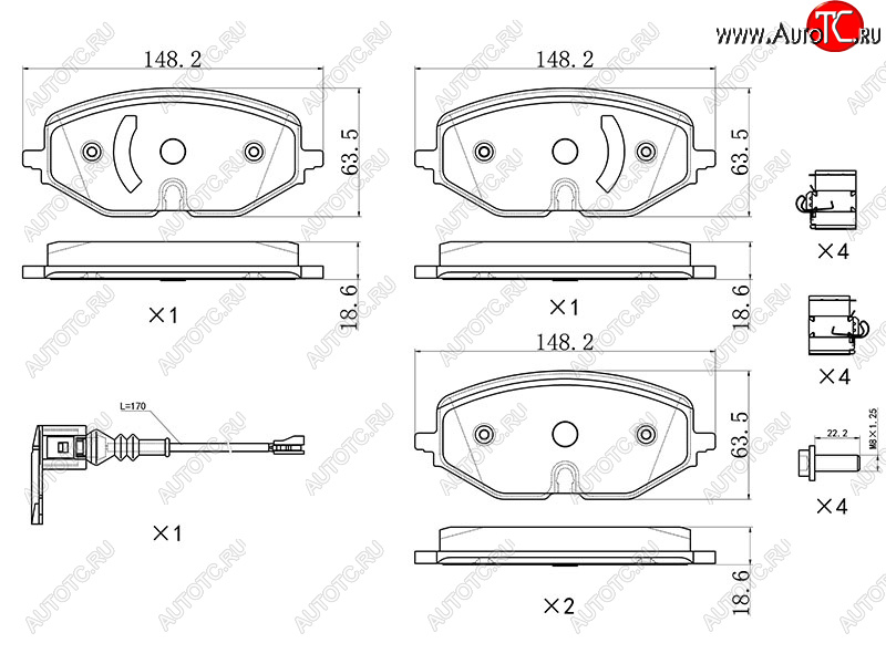 1 849 р. Колодки тормозные перед FL-FR SAT  Skoda Octavia  A8 (2019-2022), Volkswagen Golf  8 (2019-2024) (с датчиком износа и крепления)  с доставкой в г. Горно‑Алтайск