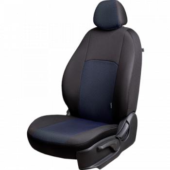 Комплект чехлов для сидений (5 дв. РЗСиС 40/60 3Г Жаккард) Дублин Lord Autofashion Chevrolet Spark  M200,250 (2005-2010) (черный, вставка Ёж синяя)