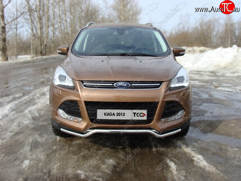 10 949 р. Защита переднего бампера нижняя d42,4 мм ТСС Тюнинг Ford Kuga 2 дорестайлинг (2013-2016) (нержавейка)  с доставкой в г. Горно‑Алтайск