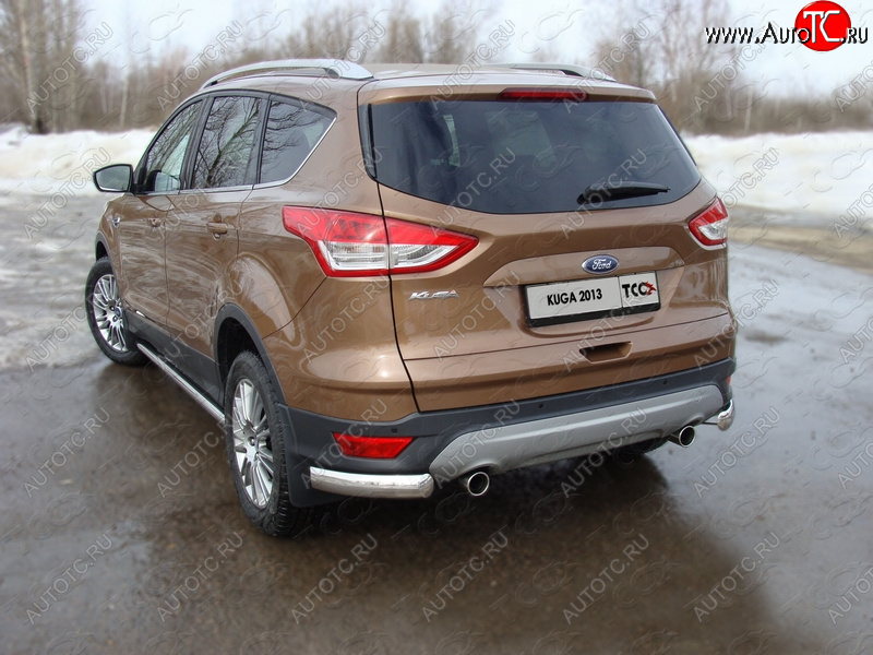 12 999 р. Защита задняя уголки овальные 75х42 мм, ТСС Тюнинг Ford Kuga 2 дорестайлинг (2013-2016)  с доставкой в г. Горно‑Алтайск