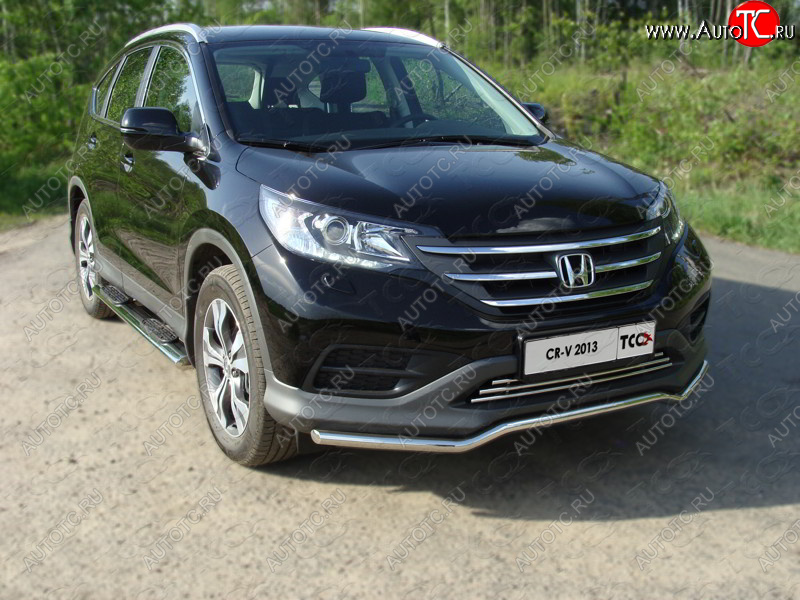 28 849 р. Пороги овальные с накладкой 120х60 мм ТСС Тюнинг  Honda CR-V  RM1,RM3,RM4 (2012-2015) дорестайлинг (серые)  с доставкой в г. Горно‑Алтайск