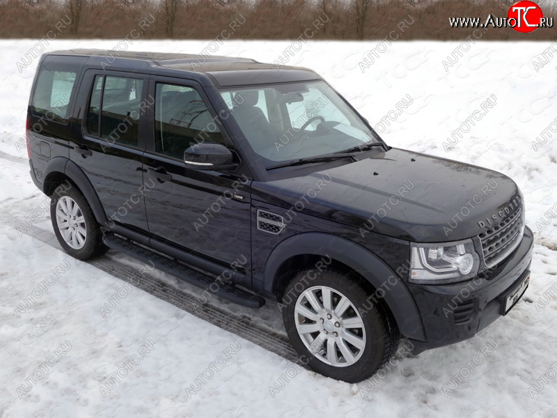 21 349 р. Пороги алюминиевые с пластиковой накладкой ТСС Тюнинг  Land Rover Discovery  4 L319 (2009-2016) (карбон черные)  с доставкой в г. Горно‑Алтайск