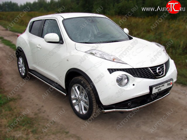 12 449 р. Защита переднего бампера нижняя d42,4 мм ТСС Тюнинг Nissan Juke 1 YF15 дорестайлинг (2010-2014) (нержавейка)  с доставкой в г. Горно‑Алтайск