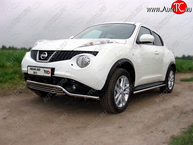 18 699 р. Защита переднего бампера кенгурин 42,4*16 мм ТСС Тюнинг Nissan Juke 1 YF15 дорестайлинг (2010-2014) (нержавейка)  с доставкой в г. Горно‑Алтайск