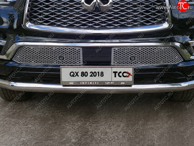 6 249 р. Рамка гос. номера ТСС Тюнинг  INFINITI QX80  Z62 (2018-2024) 2-ой рестайлинг (нержавейка)  с доставкой в г. Горно‑Алтайск