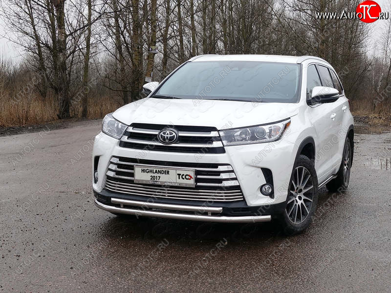 6 449 р. Рамка гос. номера ТСС Тюнинг Toyota Highlander XU50 рестайлинг (2016-2020) (нержавейка)  с доставкой в г. Горно‑Алтайск