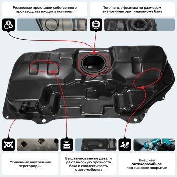 20 599 р. Топливный бак СТАЛЬ (антикоррозия) KIA Rio 2 JB дорестайлинг седан (2005-2009)  с доставкой в г. Горно‑Алтайск. Увеличить фотографию 18