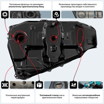 19 499 р. Топливный бак ORKA Toyota Corolla Verso AR10 (2004-2009) (стальной (антикоррозия))  с доставкой в г. Горно‑Алтайск. Увеличить фотографию 18