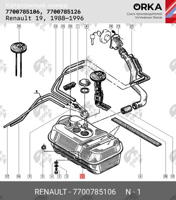 18 899 р. Топливный бак ORKA Renault 19 (1988-1996) ( стальной (антикоррозия))  с доставкой в г. Горно‑Алтайск. Увеличить фотографию 10