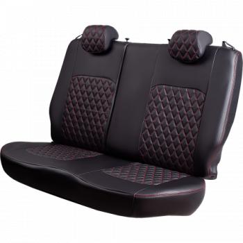9 449 р. Комплект чехлов для сидений (РЗС 50/50 2П Илана+Орегон) ТУРИН Lord Autofashion  Great Wall Safe (2001-2010) (черный, вставка черная+красная, строчка красная)  с доставкой в г. Горно‑Алтайск. Увеличить фотографию 3