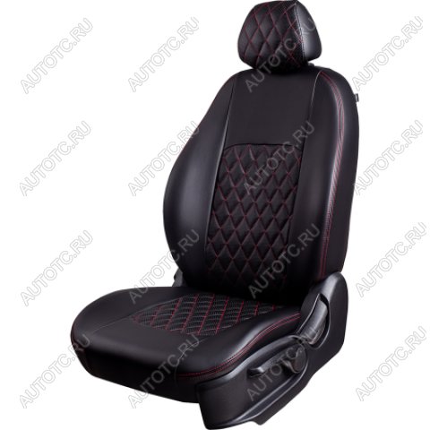 9 449 р. Комплект чехлов для сидений (РЗС 50/50 2П Илана+Орегон) ТУРИН Lord Autofashion  Great Wall Safe (2001-2010) (черный, вставка черная+красная, строчка красная)  с доставкой в г. Горно‑Алтайск