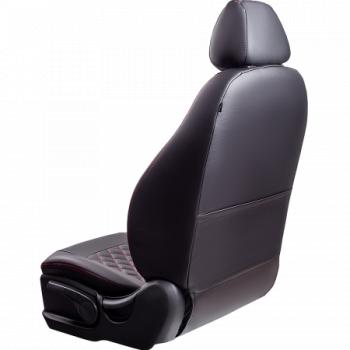 9 449 р. Комплект чехлов для сидений (РЗС 50/50 2П Илана+Орегон) ТУРИН Lord Autofashion  Great Wall Safe (2001-2010) (черный, вставка черная+красная, строчка красная)  с доставкой в г. Горно‑Алтайск. Увеличить фотографию 7
