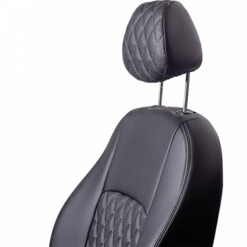 9 449 р. Комплект чехлов для сидений (РЗС 50/50 2П Илана+Орегон) ТУРИН Lord Autofashion  Great Wall Safe (2001-2010) (черная, вставка РОМБ черная+серая, строчка серая)  с доставкой в г. Горно‑Алтайск. Увеличить фотографию 3