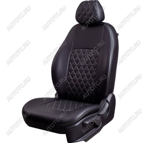 9 449 р. Комплект чехлов для сидений (РЗС 50/50 2П Илана+Орегон) ТУРИН Lord Autofashion  Great Wall Safe (2001-2010) (черная, вставка РОМБ черная+серая, строчка серая)  с доставкой в г. Горно‑Алтайск