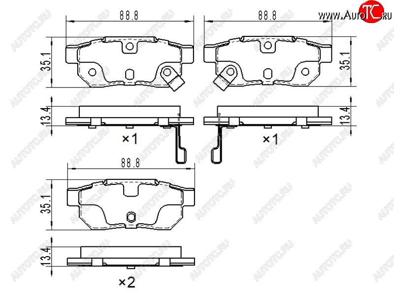 679 р. Колодки тормозные задние RH-LH SAT  Honda Fit ( GP,GK,  3,  3 GP,GK) (2013-2020)  дорестайлинг, GP,GK 1-ый рестайлинг, 2-ой рестайлинг  с доставкой в г. Горно‑Алтайск