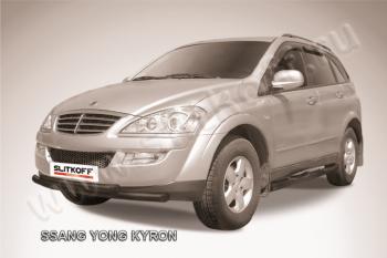 Защита переднего бампера d57+d57 двойная Slitkoff SSANGYONG Kyron рестайлинг (2007-2016) ()