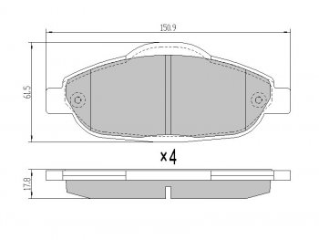 Колодки тормозные перед FL-FR SAT Peugeot 308 T7 хэтчбек 5 дв. дорестайлинг (2007-2011)