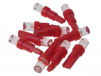 11 р. Лампа светодиодная 12V T5 W2x4.6d с патроном B8.5d 1 LED CONE Red MEGA ELECTRIC MEGA ELECTRIC 050212r  с доставкой в г. Горно‑Алтайск. Увеличить фотографию 1