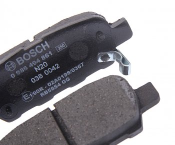 1 239 р. Колодки тормозные задние (4шт.) BOSCH Nissan Qashqai 1 дорестайлинг (2007-2010)  с доставкой в г. Горно‑Алтайск. Увеличить фотографию 2