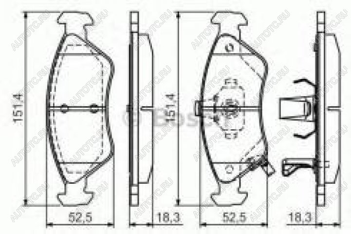 1 329 р. Колодки тормозные передние (4шт.) BOSCH KIA Clarus K9A седан дорестайлинг (1996-1998)  с доставкой в г. Горно‑Алтайск