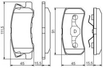 Колодки тормозные задние (4шт.) BOSCH Mitsubishi Outlander CW0W дорестайлинг (2005-2010)