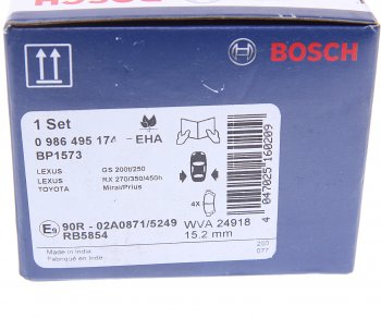 2 599 р. Колодки тормозные задние (4шт.) BOSCH Toyota Highlander XU50 дорестайлинг (2013-2017)  с доставкой в г. Горно‑Алтайск. Увеличить фотографию 4