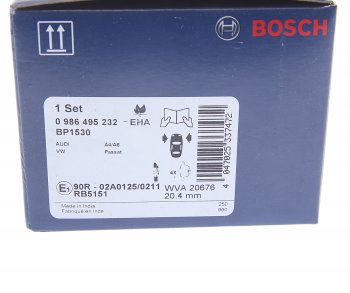 2 899 р. Колодки тормозные передние (4шт.) BOSCH Audi A4 B5 8D2 седан дорестайлинг (1994-1997)  с доставкой в г. Горно‑Алтайск. Увеличить фотографию 4