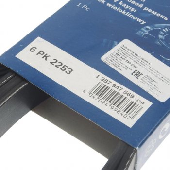2 059 р. Ремень приводной поликлиновой 6PK2253 BOSCH BOSCH 1987947569 BOSCH 1987947569  с доставкой в г. Горно‑Алтайск. Увеличить фотографию 2