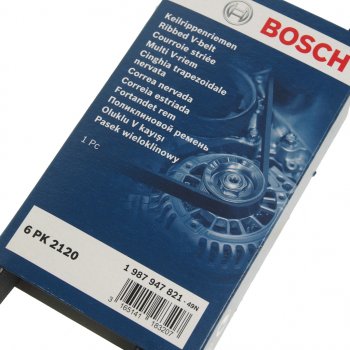 1 299 р. Ремень приводной поликлиновой 6PK2120 BOSCH BOSCH 1987947821  с доставкой в г. Горно‑Алтайск. Увеличить фотографию 2