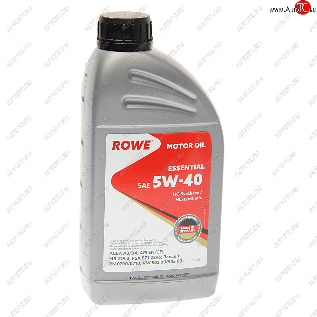 1 499 р. Масло моторное ESSENTIAL SNCFA3B4 5W40 синт.1л ROWE ROWE 20367-177-2a  с доставкой в г. Горно‑Алтайск