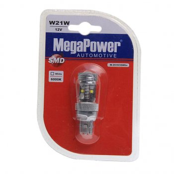 599 р. Лампа светодиодная 12V T20W BA9s 6000K 6 светодиодов блистер (1шт.) MEGAPOWER MEGAPOWER-AUTOMOTIVE 20393swбл  с доставкой в г. Горно‑Алтайск. Увеличить фотографию 1
