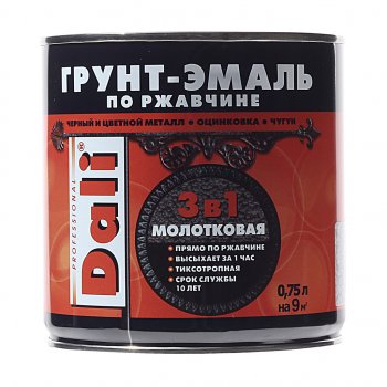 1 199 р. Грунт-эмаль по ржавчине серебристый молотковый 0.75л DALI DALI 20407  с доставкой в г. Горно‑Алтайск. Увеличить фотографию 1