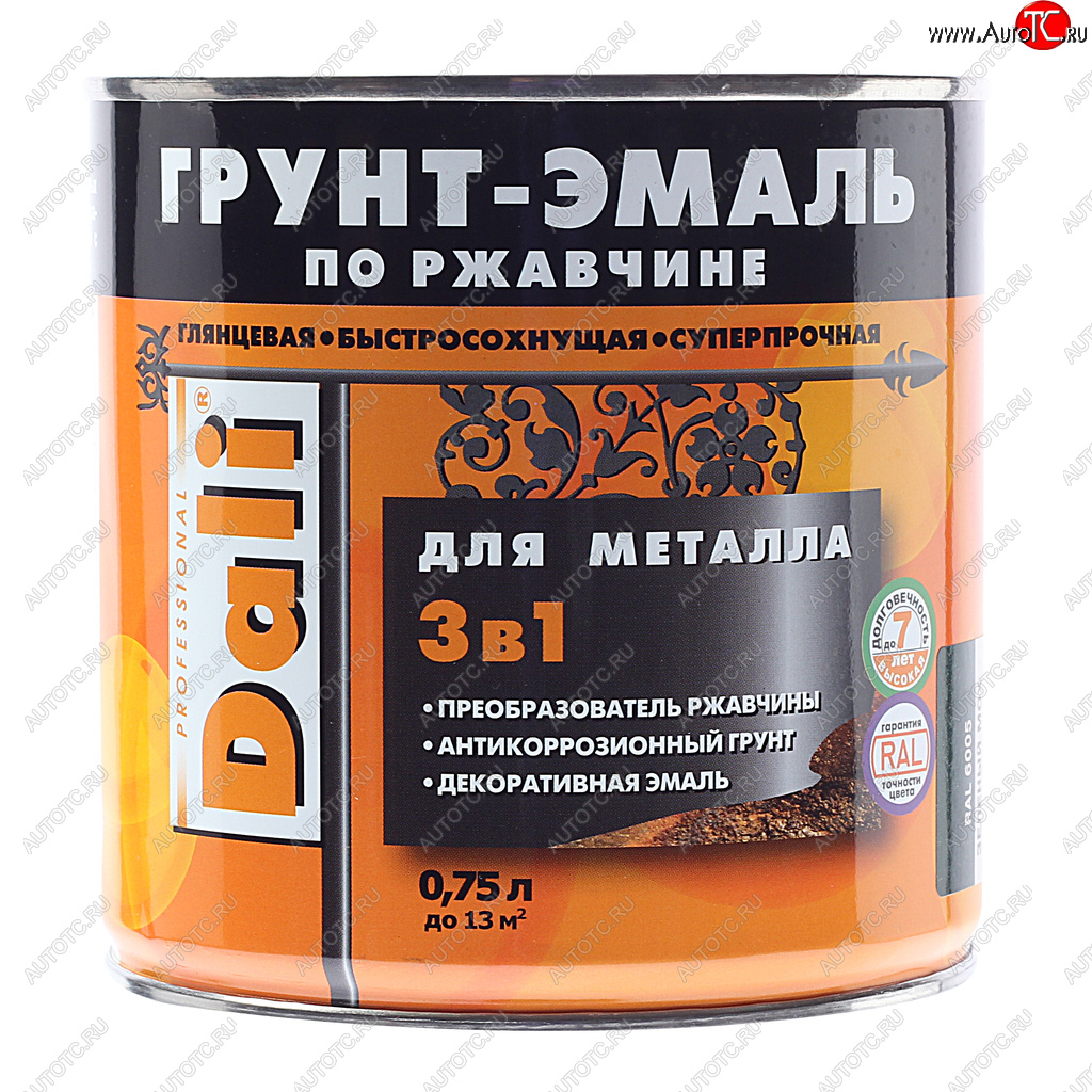 979 р. Грунт-эмаль по ржавчине зеленый мох RAL6005 0.75л DALI DALI 20479  с доставкой в г. Горно‑Алтайск
