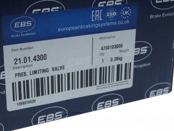 2 899 р. Клапан MAN TGA ограничения давления 8.5Bar EBS EBS 21014300  с доставкой в г. Горно‑Алтайск. Увеличить фотографию 4