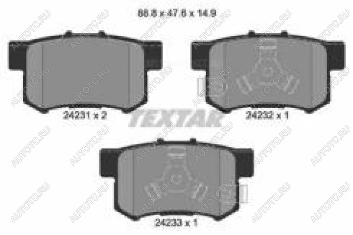 3 099 р. Колодки тормозные задние (4шт.) TEXTAR Honda CR-V RD4,RD5,RD6,RD7,RD9  дорестайлинг (2001-2004)  с доставкой в г. Горно‑Алтайск