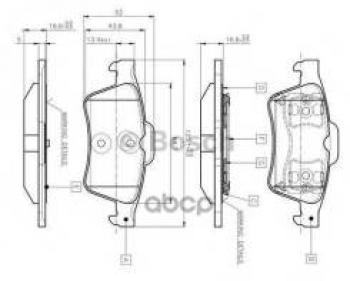 Колодки тормозные задние (4шт.) BOSCH Renault Laguna 2 X74 лифтбэк дорестайлинг (2000-2005)