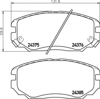 Колодки тормозные передние (4шт.) MINTEX Hyundai Sonata NF рестайлинг (2007-2010)