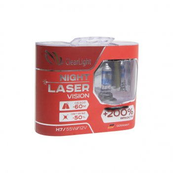 Лампа 12V H7 55W +200% (2шт.) Night Laser Vision CLEARLIGHT INFINITI QX70 S51 (2013-2020)