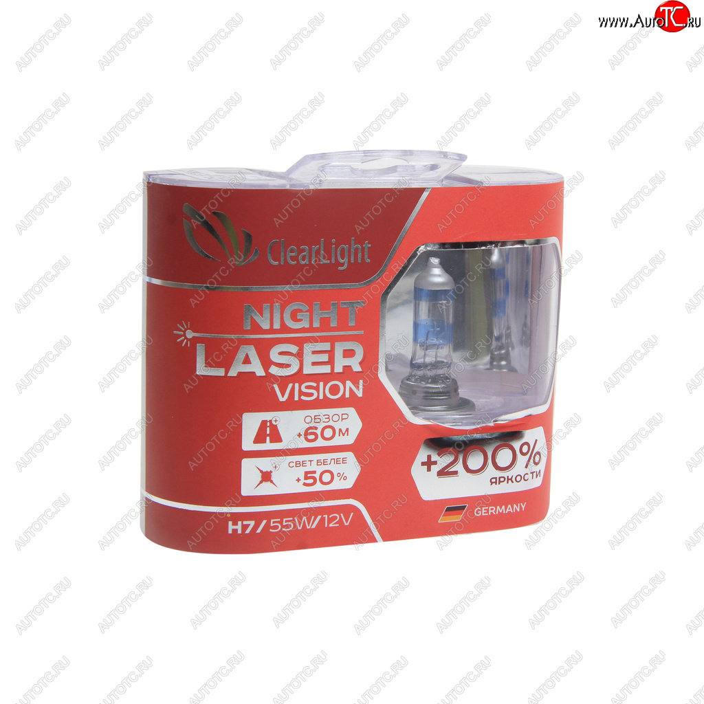 1 059 р. Лампа 12V H7 55W +200% (2шт.) Night Laser Vision CLEARLIGHT Mitsubishi L200 5 KK,KL дорестайлинг (2015-2019)  с доставкой в г. Горно‑Алтайск