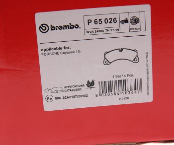 12 749 р. Колодки тормозные передние (4шт.) BREMBO Porsche Cayenne 958 (2010-2014)  с доставкой в г. Горно‑Алтайск. Увеличить фотографию 4