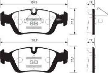 Колодки тормозные передние (4шт.) SANGSIN BMW Z4 E85 (2002-2008)