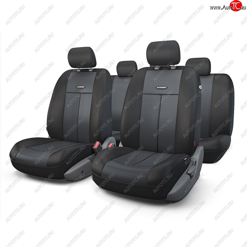 2 999 р. Универсальные чехлы сидений (майка, 9 предм., полиэстер-сетка (AIRBAG)) AUTOPROFI   (черные)  с доставкой в г. Горно‑Алтайск