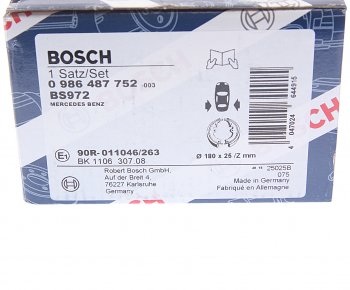 3 279 р. Колодки тормозные задние барабанные (4шт.) BOSCH Mercedes-Benz E-Class W212 дорестайлинг седан (2009-2012)  с доставкой в г. Горно‑Алтайск. Увеличить фотографию 5