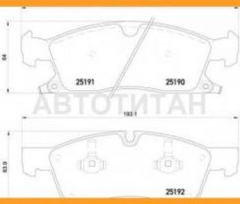 Колодки тормозные передние (4шт.) BREMBO Jeep Grand Cherokee WK2 дорестайлинг (2010-2013)