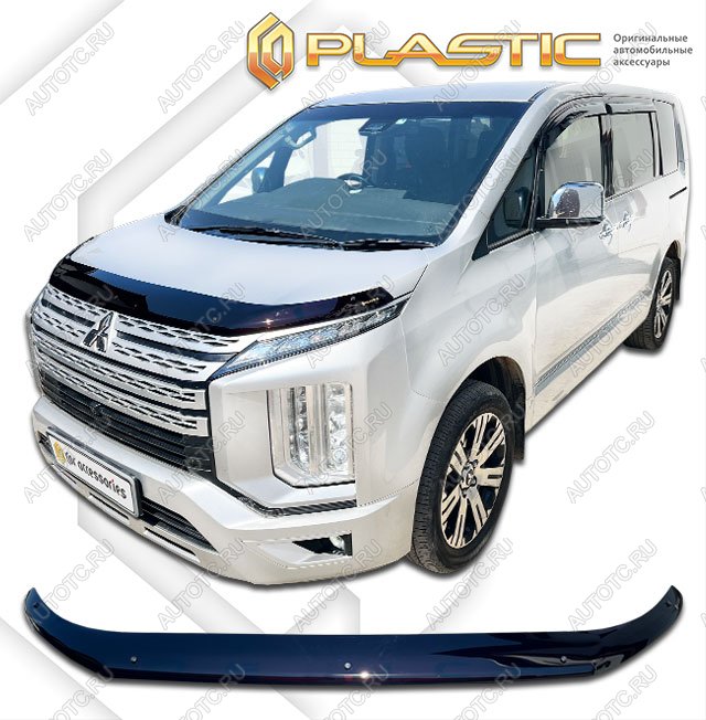 2 079 р. Дефлектор капота CA-Plastic  Mitsubishi Delica D:5  1 (2018-2024) рестайлинг (Classic черный)  с доставкой в г. Горно‑Алтайск