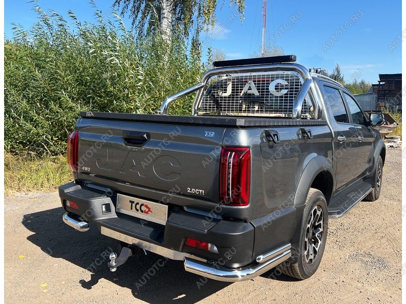 32 999 р. Защита задняя уголки двойные d76.1*42.4 ТСС Тюнинг  JAC T9 (2021-2025) Pickup Double Cab (нержавейка)  с доставкой в г. Горно‑Алтайск